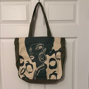 Stylish Green and Cream Tote Bag
